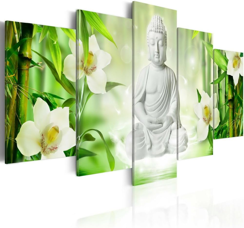 Buddha Print on Canvas Painting Jasmine Framed Modern Art Decor for Wall (40" W x 20" H)