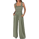 ANRABESS Jumpsuits for Women Dressy Casual Smocked Sleeveless Wide Leg Longe Rompers One Piece 2026 Summer Vacation Outfits