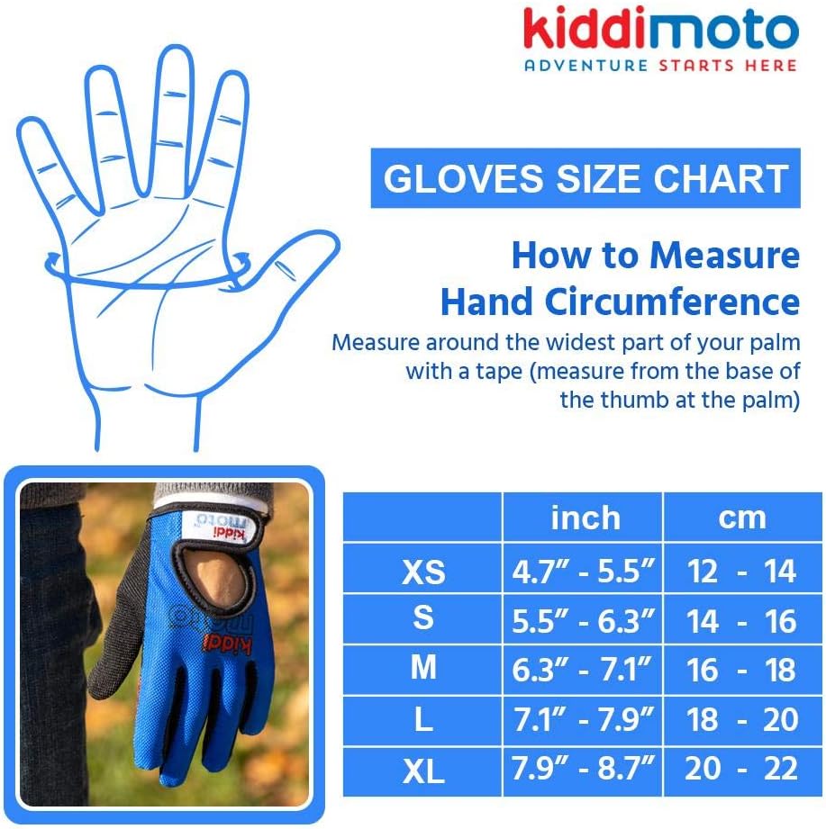 KIDDIMOTO Kids Cycling Full Finger Gloves - for Kids Bike, Balance Bike, Scooter, and Skateboard (Gloves for Girls and Boys) | Available in Different Sizes & Designs (Blue, Small): Sports & Outdoors
