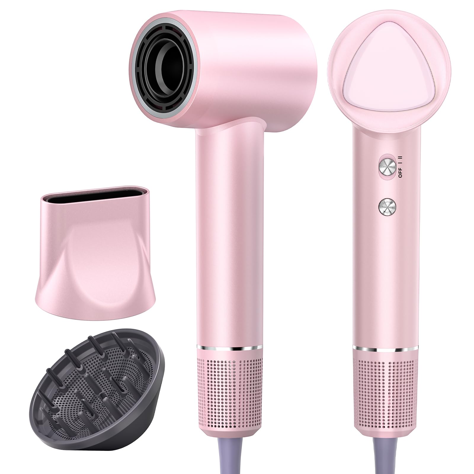 Hair Dryer, 160000 RPM Portable Professional Ionic Hair Dryer with 500 Million Negative Ions, Fast-Drying, Low Noise with Diffuser & Nozzle, Lightweight for Home and Travel- Pink Image Hair Dryer, 160000 RPM Portable Professional Ionic Hair Dryer with 500 Million Negative Ions, Fast-Drying, Low Noise with Diffuser & Nozzle, Lightweight for Home and Travel- Pink Image
