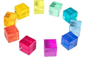 Oshhni 10 Pieces Rainbow Acrylic GEM Cubes for Kids Learning Color Recognition Stacking Blocks Building Blocks Vase Filler Sm