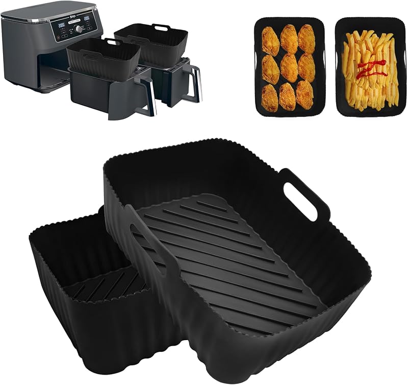 CNMTCCO Silicone Air Fryer Liners 2Pcs for Ninja Foodi 7.6L-9.5L