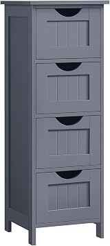 VASAGLE 4-Drawer Bathroom Floor Cabinet Grey 30x30x82 cm LHC040G01