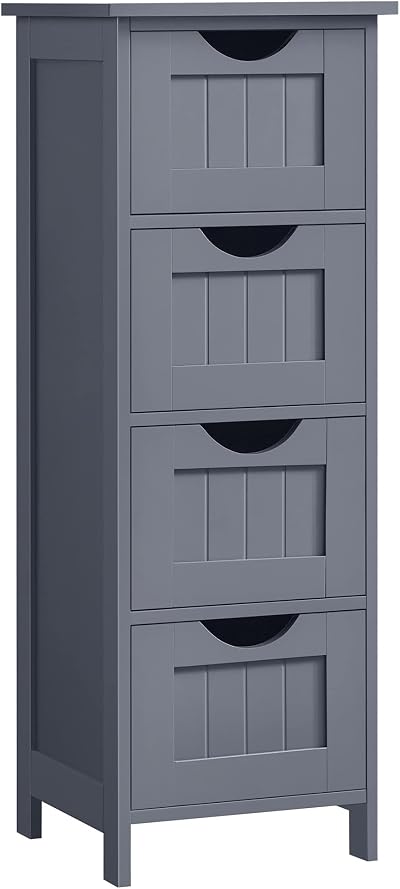 VASAGLE 4-Drawer Bathroom Floor Cabinet Grey 30x30x82 cm LHC040G01