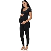 POSHDIVAH Women's Maternity Jumpsuit Romper Pregnancy Short Sleeve T Shirts Bodycon Bodysuit Shapewear