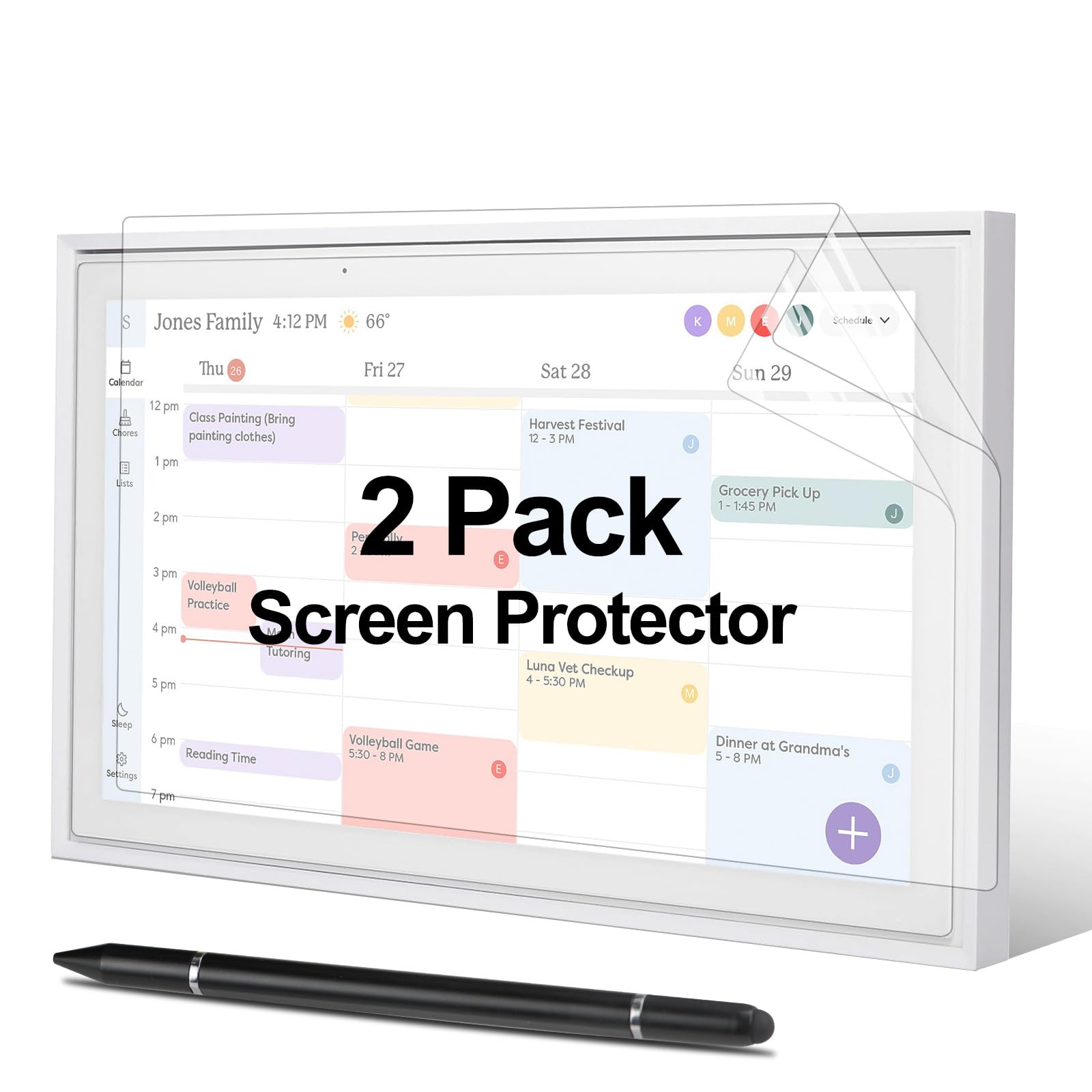Photo 1 of Screen Protector & Stylus Pen Compatible With Skylight Calendar, Must Have Accessory Kit for Skylight Calendar 15 inch Digital, 2 Pack Screen Protector & 3-in-1 Stylus Pen for Skylight Calendar
