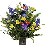 Purple Wildflower Silk Flower Bouquet with Stay-In-The-Vase® Design Flower Holder(LG1234)