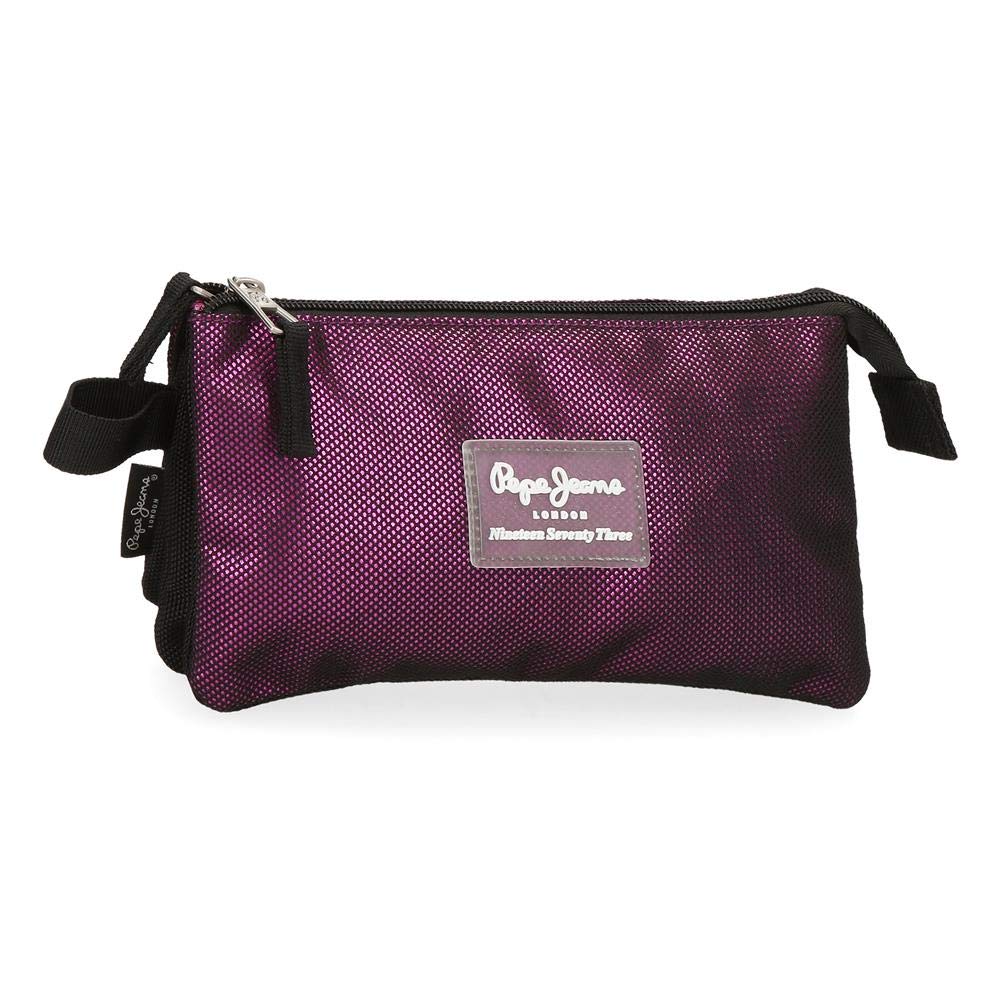 Pepe Jeans Lily Triple Pencil Case Purple 22x12x5 cms Polyester