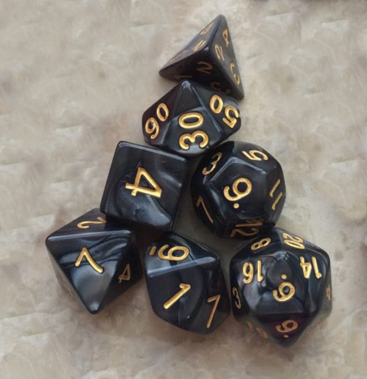 BOBOZHONG Polyhedral Dice,7PCS Layered Polyhedral D&D Dice,for Dungeons and Dragons RPG MTG Table Games(Black)