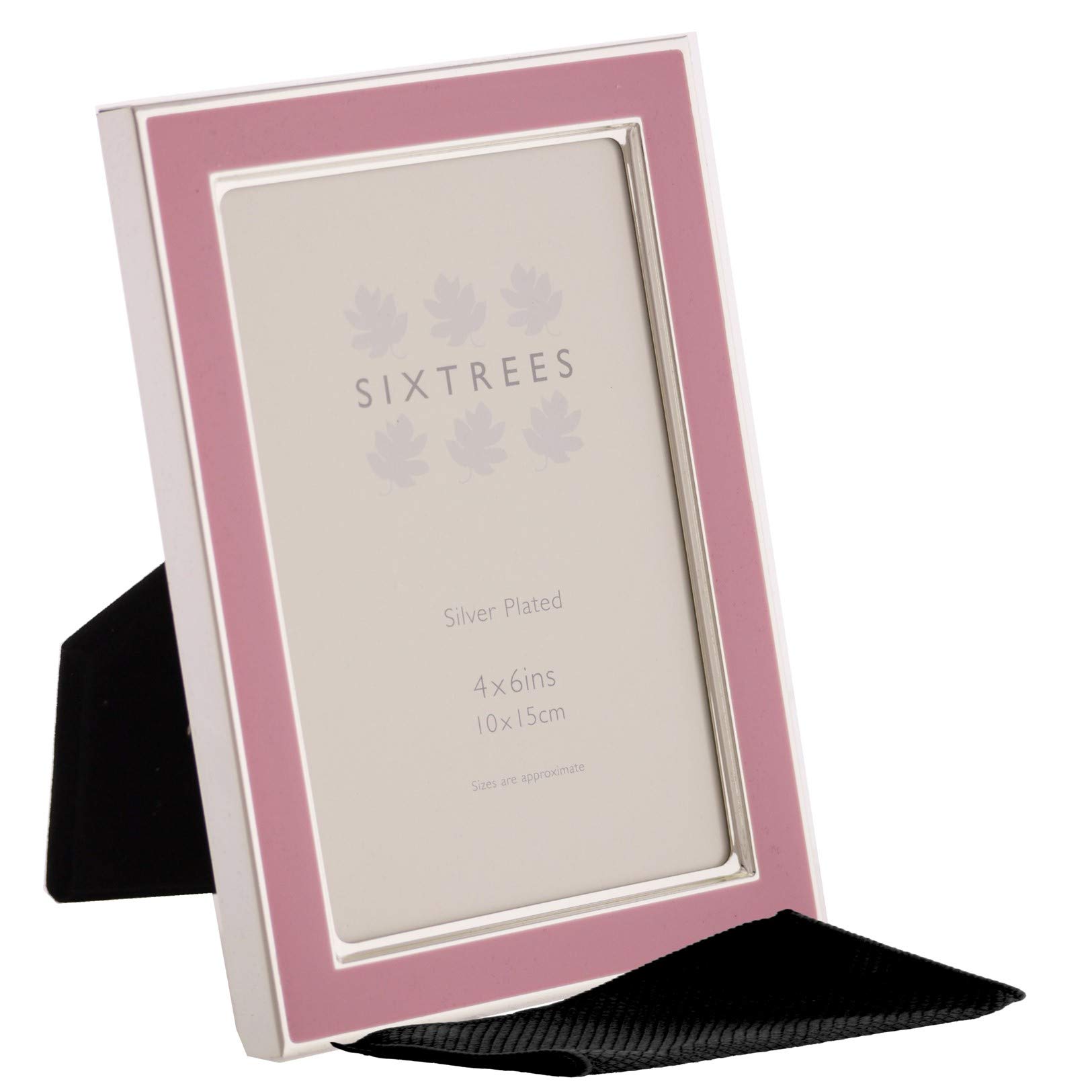 Kew Sixtrees 2-693-46 6x4 inch Silver Plated and Light Pink Enamel Photoframe complete with Microfibre Polishing Cloth