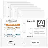 PANDRI Two Pocket Portfolio Paper Folders, 60 Pack, Letter Size, White | Paper, 3 Hole Punched, For 3 Ring Binder, For School, Office, Home, Business