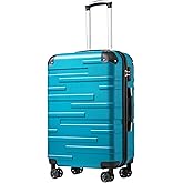 Coolife Hardside Carry-On Luggage with TSA Lock, Spinner Wheels, Telescopic Handle, Lightweight Suitcase (Lake Blue, S(20in_carry on))