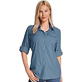 Women's UPF 50 Long Sleeve UV Sun Protection Shirts Hiking Safari Outdoor Shirts Sapphire Blue