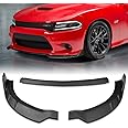 Q1-Tech Front Bumper Lip fit for compatible with 2015-2021 Dodge Charger SRT, Front Bumper Lip Spoiler Air Chin Body Kit Splitter Unpainted Matt Black ABS, 2016 2017 2018 2019
