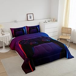 Games Comforter Set Purple Gamepad Player Gaming