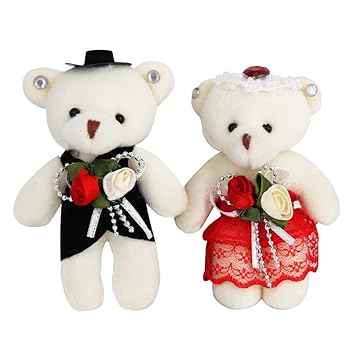 bride and groom stuffed animals