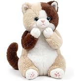 PEACH CAT Calico Cat Stuffed Animal 14" Cute Kitten Plushies Soft Plush Toys Gifts for Kids Brown