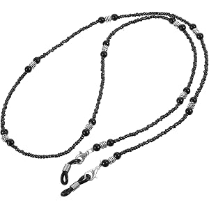 Xinjoduz 1 PCS Acrylic Beaded Glasses Chain for Women, Decorative Black Eyeglass Chain Sunglasses Strap Eye Glasses Holder Ne
