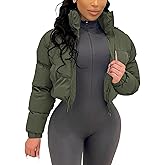 Gihuo Women's Cropped Puffer Jacket Zip Up Winter Short Quilted Jackets Bubble Coat
