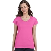 Gildan G64VL Ladies 4.5 oz. Softstyle Junior Fit V-Neck T-Shirt - Azalea - XX-Large