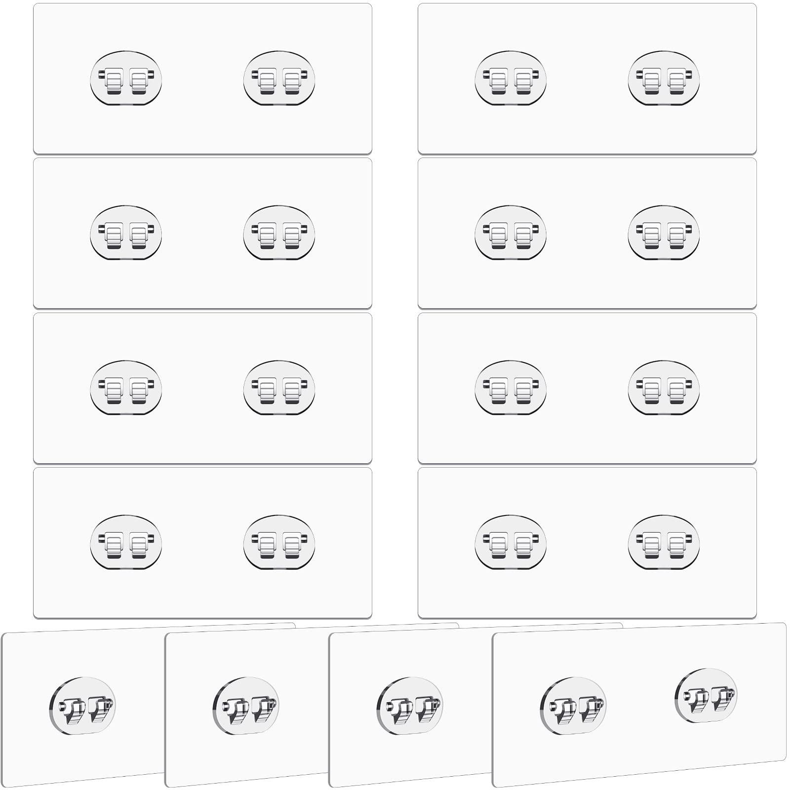 Photo 1 of 12 Pack Adhesive Hooks Sticker Strong Adhesive Wall Hooks Waterproof Adhesive Hooks for Shower Caddy Adhesive Replacement Clear Strong Sticker Hooks No Drilling Sticky Hanging Hooks (Double Hook)