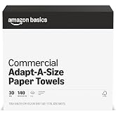 Amazon Basics 2-Ply White Adapt-a-Size Kitchen Paper Towels, Absorbent, Thick, Individually Wrapped, 140 Towels per Roll (30 Rolls), 4200 Count (Previouly AmazonCommercial)