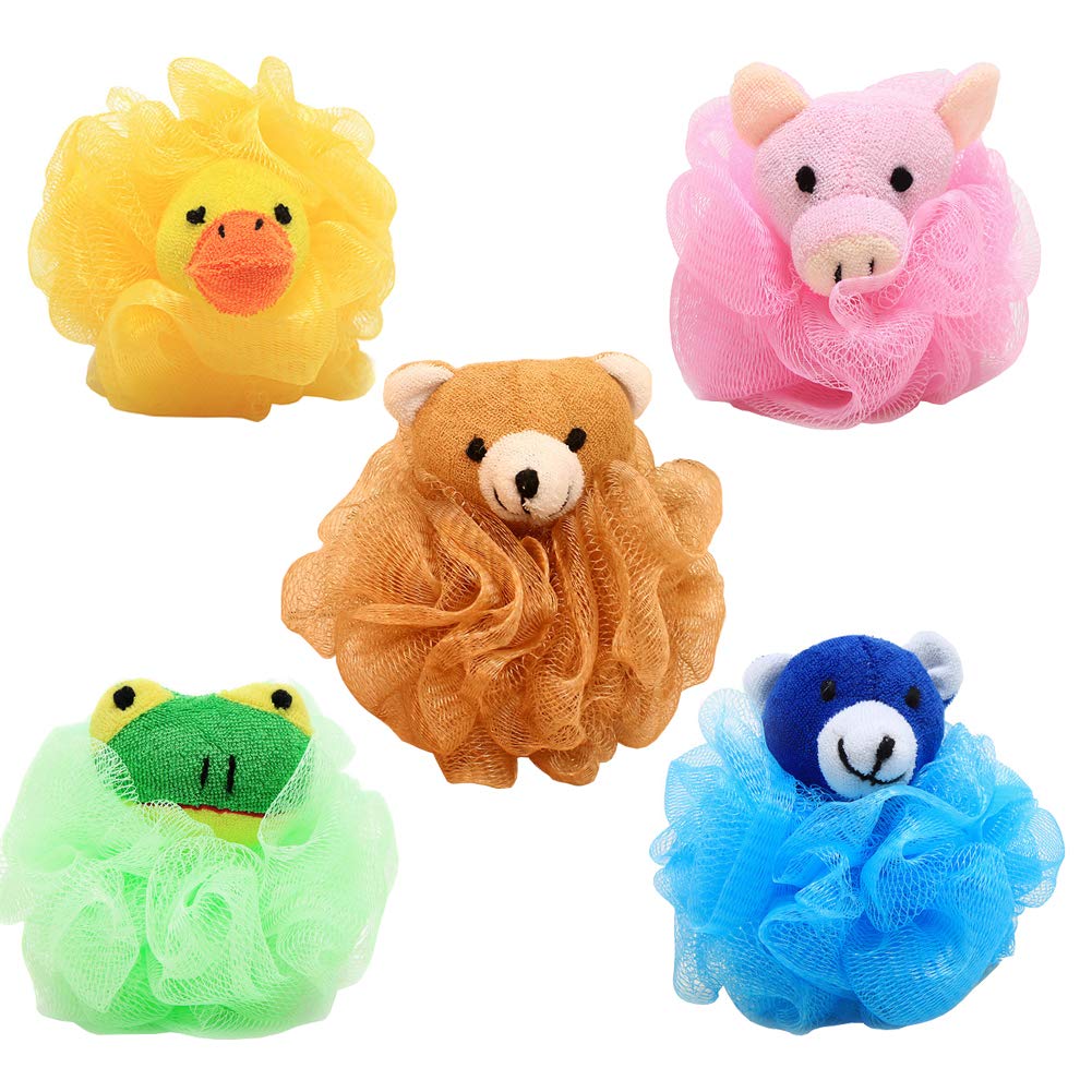Photo 1 of 5 Pieces Cute Exfoliating Mesh Pouf Bath Sponge Ball Shower Loofah Loofa Body Scrubber
