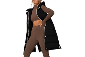 Inorin Womens Down Vest with Stand Collar Thick Hooded Sleeveless Long Coats Jacket