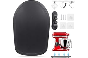 SUN3DRUCKER Sliding Mat for Kitchen aid 4.5-5 Qt Stand Mixer with 1Pc Cord Organizer and 3Pcs Attachment Holder for Kitchen Appliance Slider Counter, Moving Tray (Pine Wood, Black)