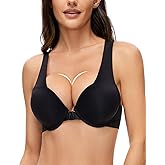 Upushall Women's Push Up Racerback Bra Thick Padded Seamless Front Closure Underwire Bra Add Cup Size