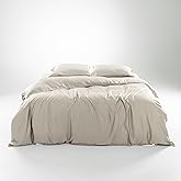 Olive + Crate Luxury 100% Lyocell Eucalyptus Duvet Cover Set King Size, Tencel 3PC Vegan Bedding Set, Super Soft Off White Cooling Duvet Cover for Hot Sleepers & 2 Pillowcases, Oatmeal (90" x 102")