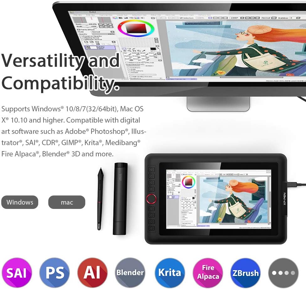 XP-PEN Artist12 Pro 11.6 Inch Drawing Monitor Pen Display Full-Laminated Graphics Drawing Tablet with Tilt Function Battery-Free Stylus and 8 Shortcut Keys(8192 Levels Pen Pressure and 72% NTSC): Computers & Accessories