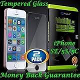 iPhone SE 5S 5C 5 Tempered Glass Screen Protector: Amplim® 2-Pack Protective Cover. 9H Ultra Clear Scratch Proof Bubble Free Anti Fingerprint Rounded Edge 3D Touch. Invisible Front Display Protection