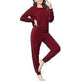 Ekouaer Womens Fuzzy Fleece Pajama Sets Long Sleeve Jogger Sets Comfy Sleepwear Loungewear with Pockets