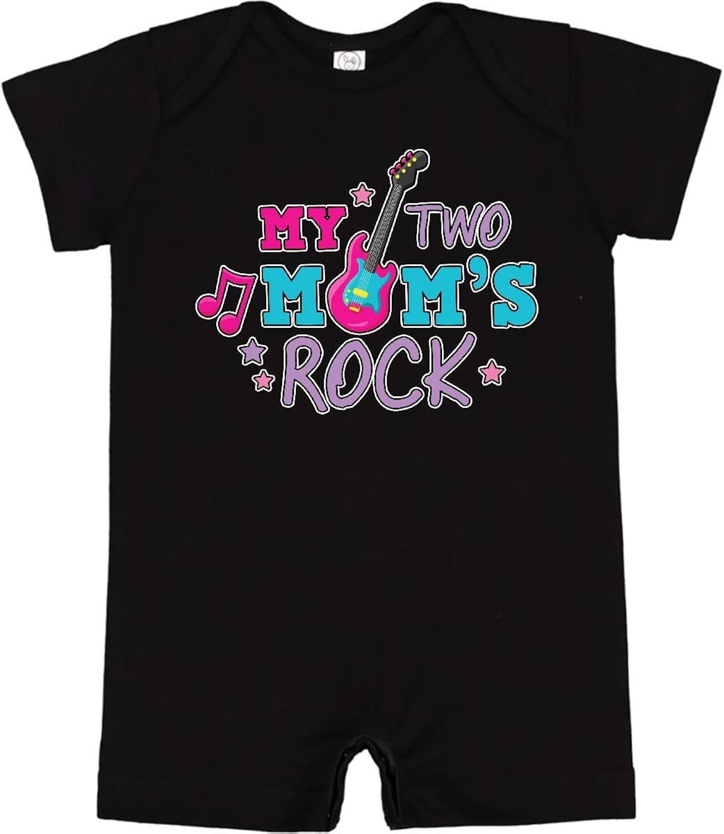 inktastic My 2 Moms Rock with Guitar Infant Romper Clothing