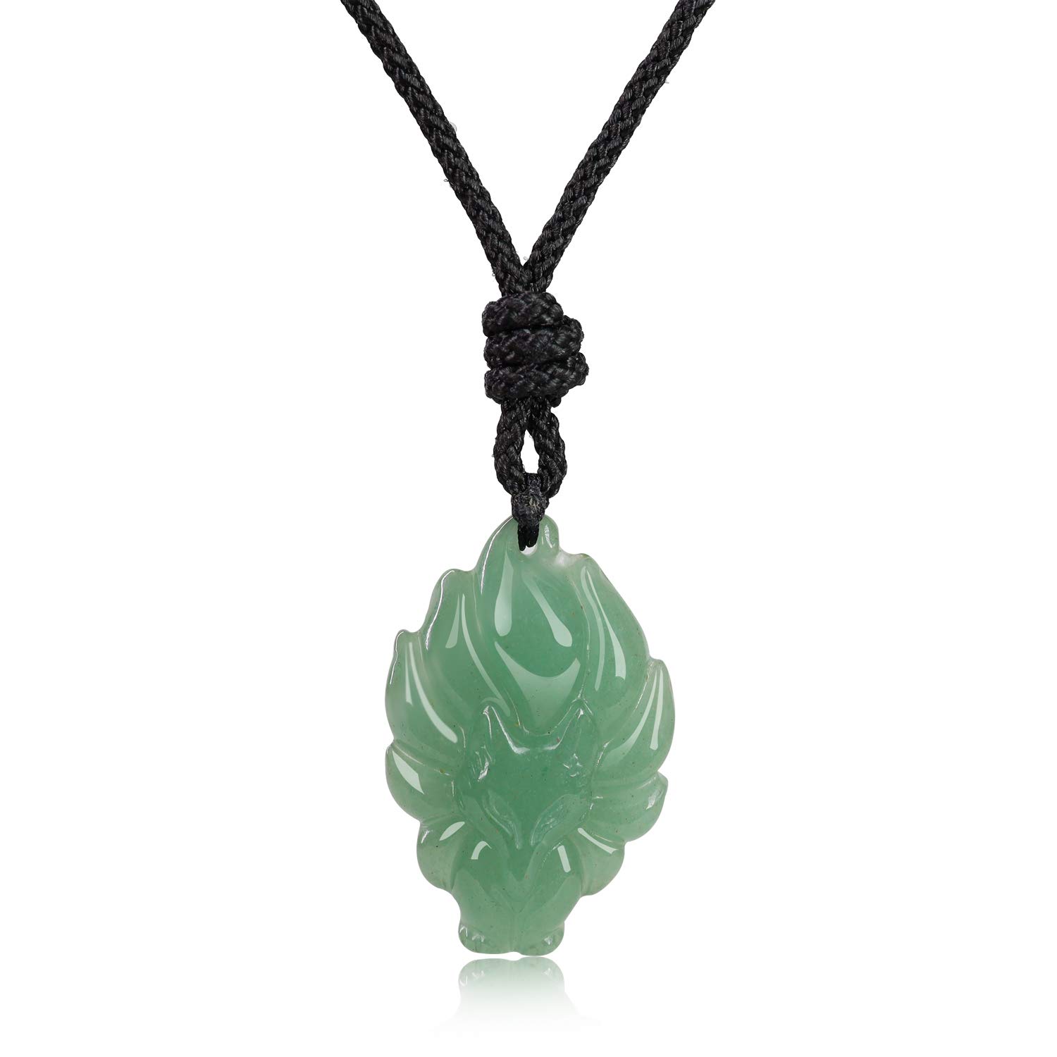 COAI Nine Tailed Fox Necklace Crystal Necklace for Women Men, Green Aventurine Necklace