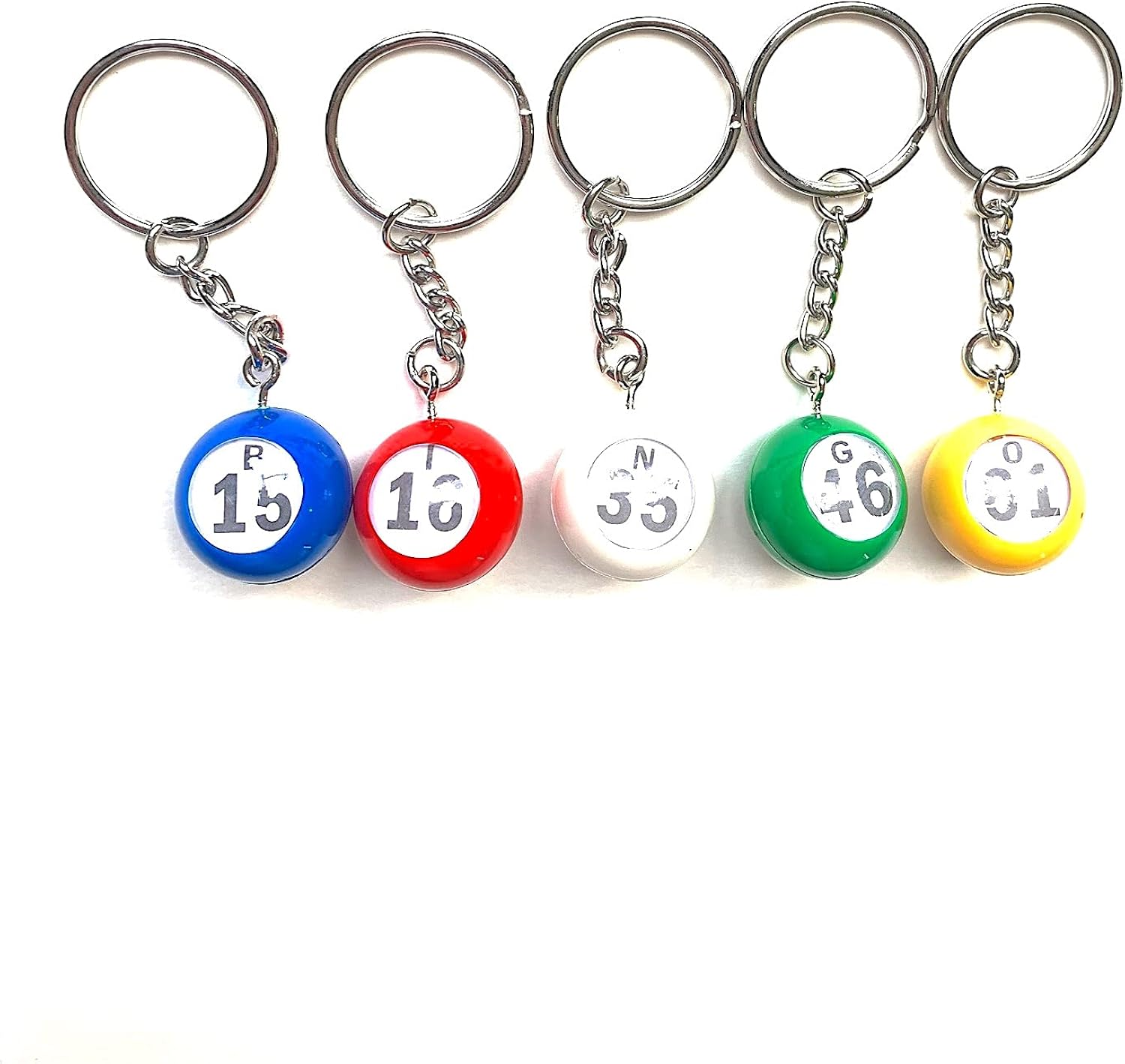 Mini Bingo Ball Keychains Set of 5 BINGO Random
