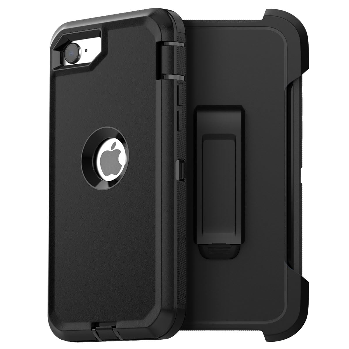 AICase for iPhone SE Case 3rd & 2nd Generation with Belt-Clip Holster, for iPhone SE 2022/2020 Case Built-in Screen Protector Heavy Duty Protective Full Body Rugged Phone Cover, Black