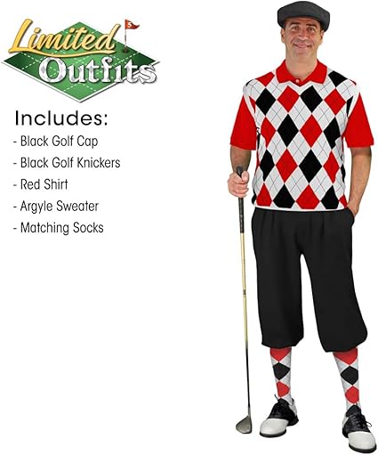 Amazon Com Golf Knickers Sweater Golf Outfits Mens Black White And Red Size 54 Xlarge Shirt And Sweater Clothing