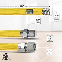 Gas Connector Kit 48 inch Yellow Coated Stainless