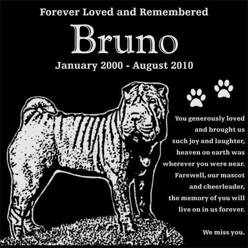 Lazzari Collections Personalized Shar Pei Pet Dog Memorial 12"x12" Engraved Black Granite Grave Marker Headstone Plaque BRU1