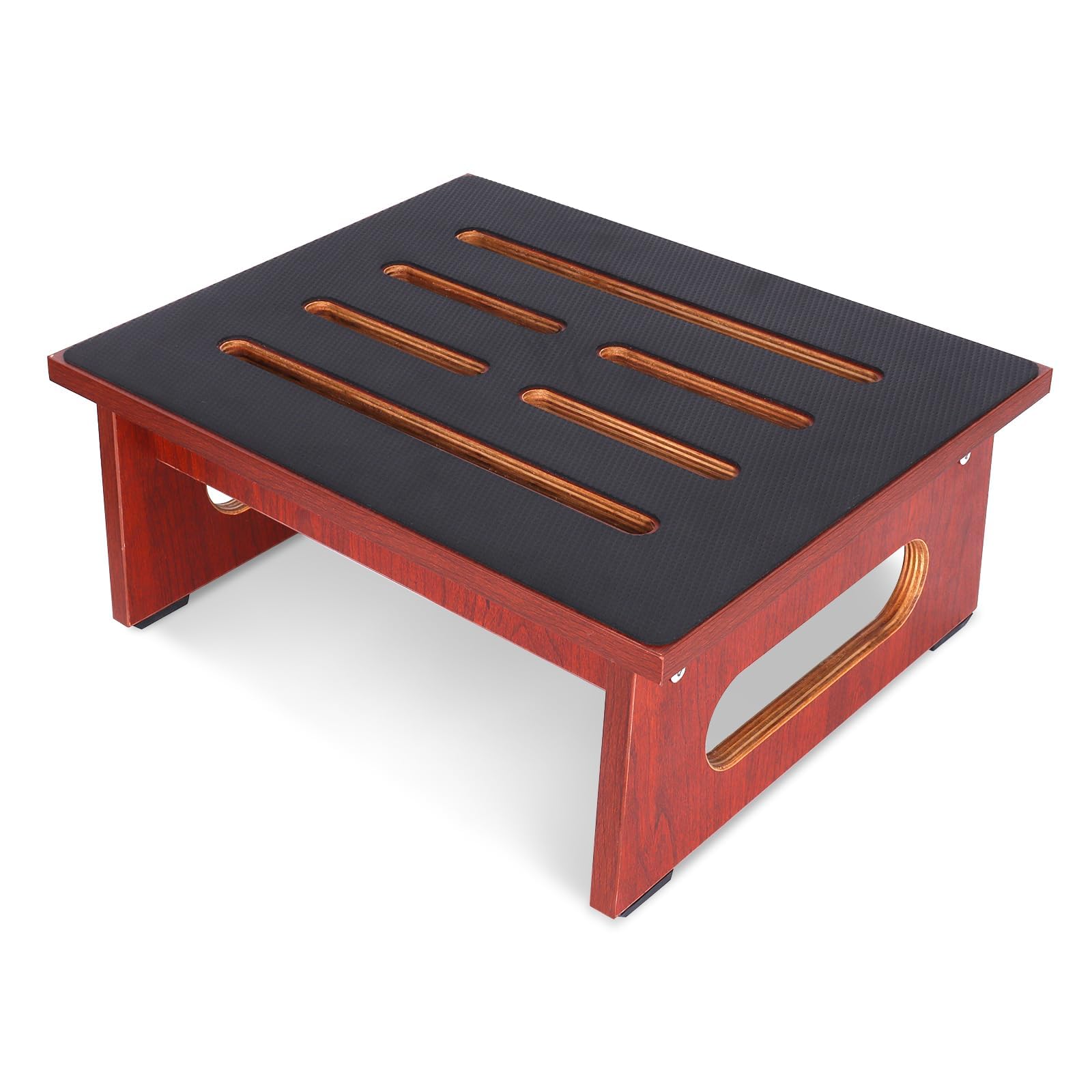 A wooden step stool 6.9 in for adults and seniors with non-slip rubber pad, for indoor and outdoor, 450 Ib, portable wooden stand up for bathroom, kitchen, bedside table and more (walnut)