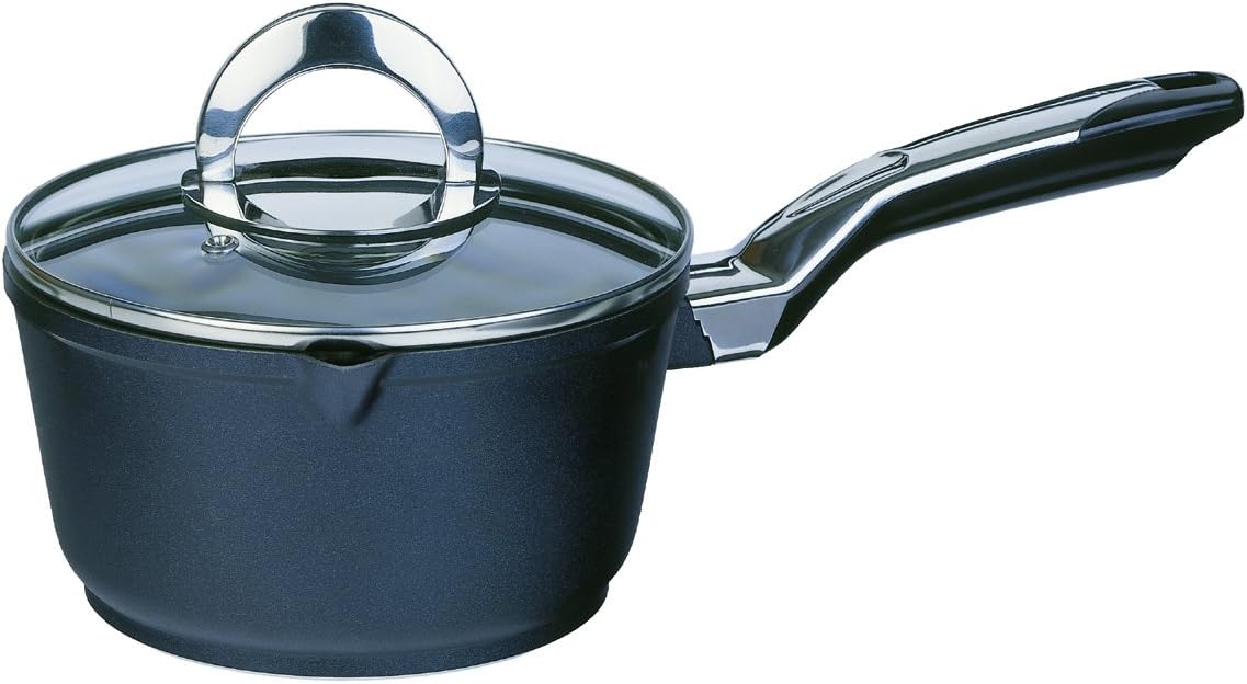 GSW 443159 Gourmet Premium Stielkasserolle mit Glasdeckel, 16 cm