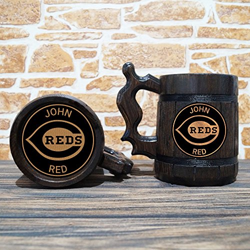 Cincinnati Reds Beer Mug, Baseball Wooden Beer Stein, Sport Gift, Personalized Beer Stein, Cincinnati Reds Tankard, Custom Gift for Men, Gift for Him