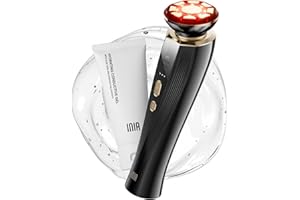 INIA 3-in-1 Red Light Therapy for Face and Neck Beauty Device for Puffiness & Skin Firming Skincare Tool (Black)