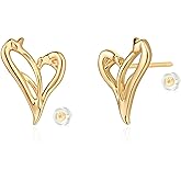 LADYGD Heart Stud Earrings 14K Gold Plated S925 Sterling Silver Post Cubic Zirconia Trendy Dainty Cute Love Stud Earrings for Women Jewelry Gifts