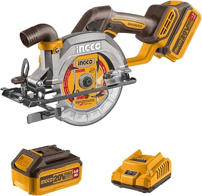 Ingco 20V 140mm Circular Saw Brushless 6300RPM 50mm Depth with Battery Charger