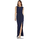 Adrianna Papell Womens Beaded Crepe Blouson Gown