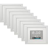 Studio Decor 8" x 10" White Belmont Picture Frame with 5" x 7" Mat - Pre-attached Hanging Hardware, Horizontal or Vertical Display - MDF, Bulk 8 Pack