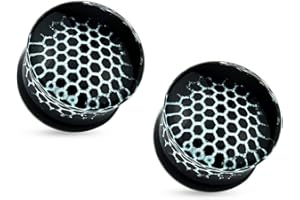 Pierced Owl Black Honeycomb Glass Double Flared Plug Gauges, Sold As Pair